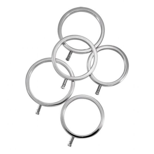 Metalowe pierścienie na penisa – Electrastim Solid Metal Cock Ring Set 5 sizes 